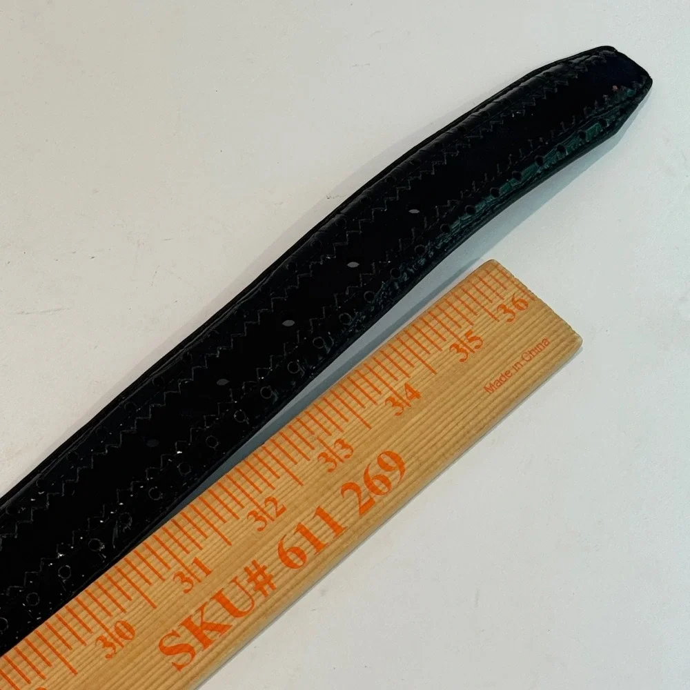 Stacy Adams Dress Belt Mens 34 Black‎ Croc Suede Brogue Detail SA537-001 Silver